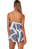 Chic Striped Print Ruffle Strapless Romper