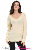 Apricot Knitted Long Sleeve Plunge Jumper