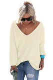 Apricot Knitted Long Sleeve Plunge Jumper