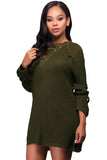 Army Green Crisscross Knitted Long Sweater