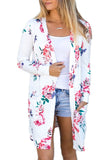 White Long Sleeve Floral Cardigan