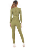 Olive Striped Sheer Top Jumpsuit
