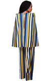 Yellow Blue Stripes Cape Jumpsuit