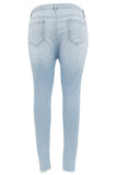 Light Denim Destroyed Frayed Hem Skinny Jeans
