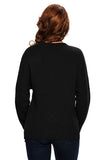 Black Long Sleeve Chunky Cross Wrap V Neck Tunic Pullover Sweater