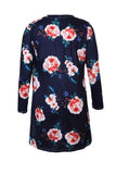 Navy Blue Long Sleeve Floral Cardigan