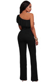 Black One Shoulder Ruffle Jumpsuit