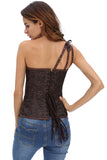 Brown Grommet Leather Trim Brocade Steampunk Corset