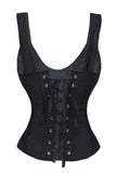 Elegant Black Brocade Bridal Corset