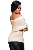 Apricot Wrap Front V Neck Ribbed Long Sleeve Sweater