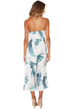 White Leaf Print Strapless Capris Jumpsuit