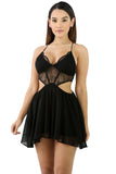 Black Crochet Bralette Cutout A-line Chiffon Romper
