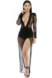 Crazy Mesh Bodysuit Long Dress