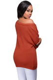 Orange Crisscross Knitted Long Sweater