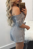 Black Striped Condole Belt Cut out Belt Short Jumpsuit