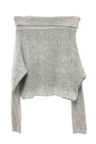 Grey Off Shoulder Faux Marten Knit Sweater