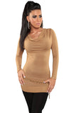Khaki Knit V Neck Chain Lace up Back Sweater Top