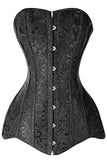 Black 14 Steel Boned Overbust Long Line Jacquard Corset