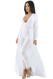White Maxi Skirt Overlay Elegant Party Jumpsuit