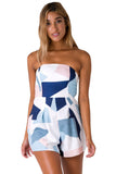 Strapless Color Block Shirr Back Sexy Romper