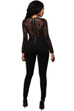 Black Lace Spice Long Sleeves Jumpsuit