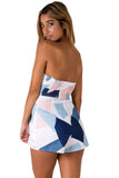 Strapless Color Block Shirr Back Sexy Romper