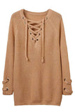 Khaki Crisscross Knitted Long Sweater