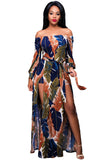 Off The Shoulder Floral Printed Romper Maxi Dress