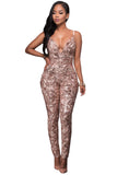 Rose Gold Sequins Bare Back Jumpsuit