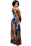 Off The Shoulder Floral Printed Romper Maxi Dress