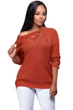 Orange Crisscross Knitted Long Sweater