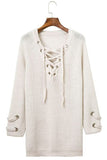White Crisscross Knitted Long Sweater