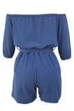 Denim Blue Off Shoulder Mini Romper