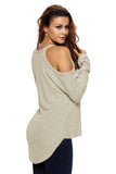 Apricot Cold Shoulder Knit Long Sleeves Sweater