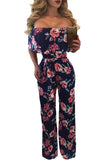 Frill Off Shoulder Floral Wide Leg Jumpsuit