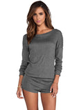 Gray Casual Off Shoulder Long Sleeve Romper