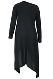 Black Asymmetric Hemline Long Sleeve Oversize Sweater
