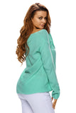Green Knitted Long Sleeve Plunge Jumper