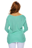 Green Knitted Long Sleeve Plunge Jumper