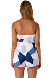 Strapless Color Block Shirr Back Sexy Romper