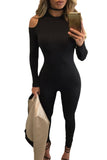 Black Cold Shoulder Long Sleeves Jumpsuit